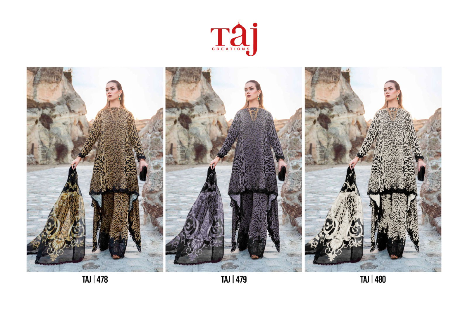 Taj Series 478 To 480 Wholesale Cotton Pakistani Suits Suppliers in India
